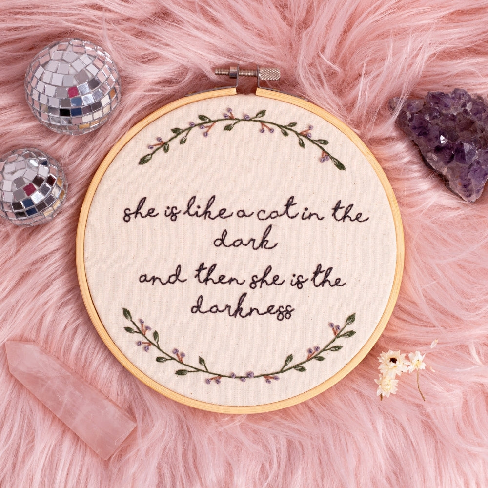 Cat in the Dark – Stevie Nicks Embroidered Hoop 🐈⬛