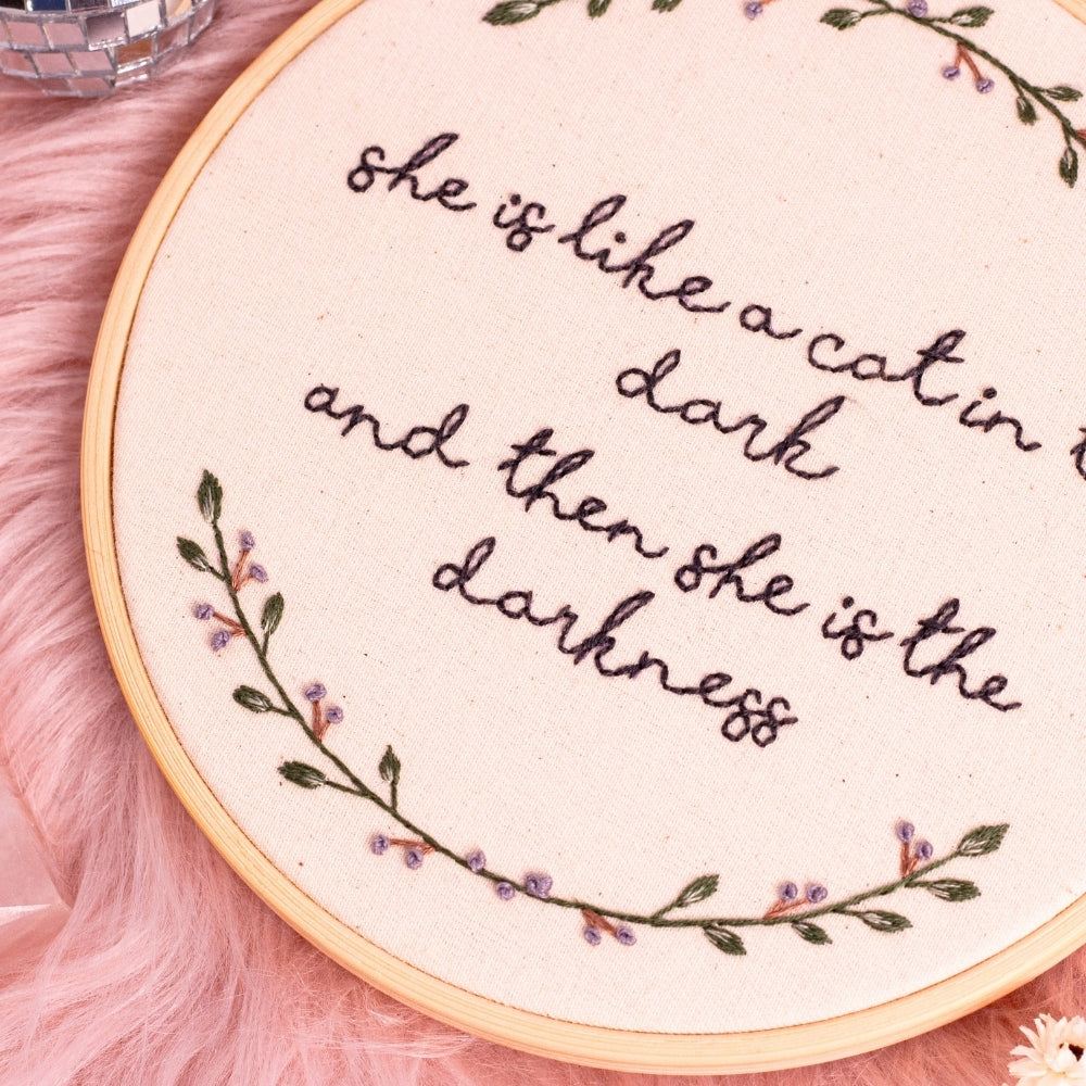 Cat in the Dark – Stevie Nicks Embroidered Hoop 🐈⬛