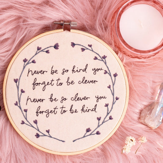 Never Be So Kind – Taylor Swift Lyric Embroidered Hoop 🌿