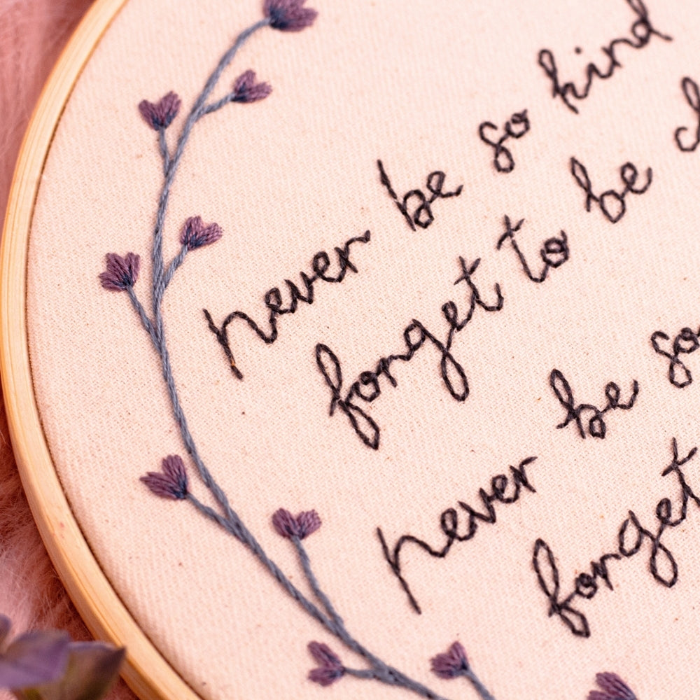 Never Be So Kind – Taylor Swift Lyric Embroidered Hoop 🌿