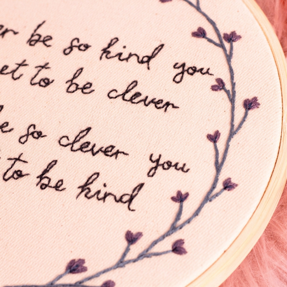 Never Be So Kind – Taylor Swift Lyric Embroidered Hoop 🌿