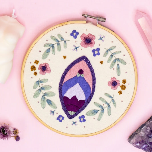 Blooming Femme – Jewel-Toned Vulva Embroidery Art 💜