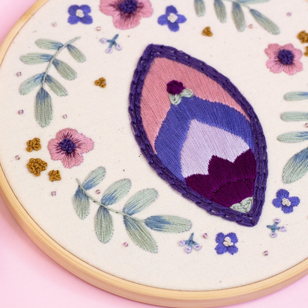 Blooming Femme – Jewel-Toned Vulva Embroidery Art 💜