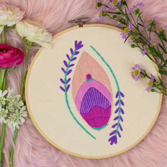 Venus in Bloom – Floral Vulva Art Embroidery 🌸