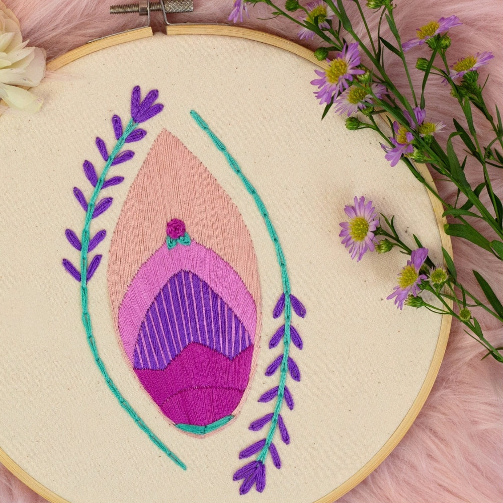 Venus in Bloom – Floral Vulva Art Embroidery 🌸