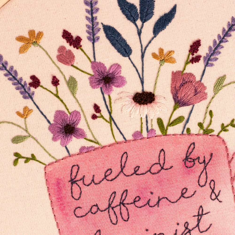 Fueled by Caffeine & Feminist Rage – Embroidered Hoop Art ☕