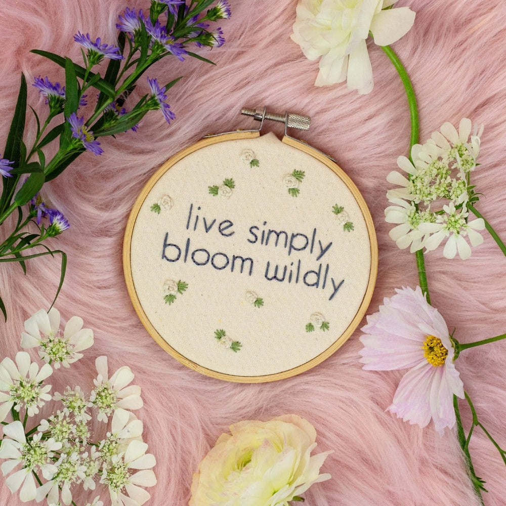 Live Simply, Bloom Wildly – Embroidered Mini Hoop 🌸