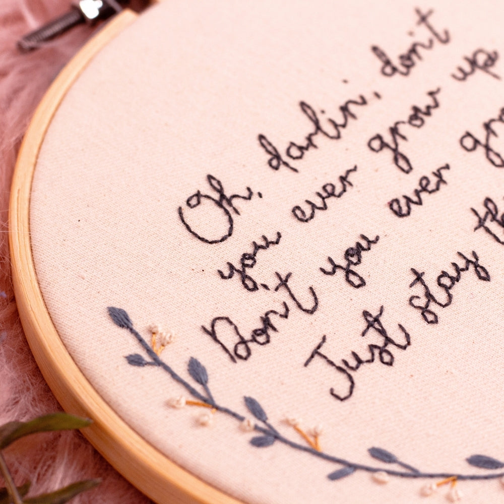 Stay This Little – Taylor Swift Lyric Embroidered Hoop 🌙