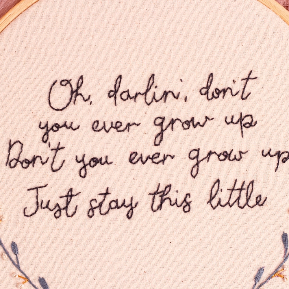Stay This Little – Taylor Swift Lyric Embroidered Hoop 🌙