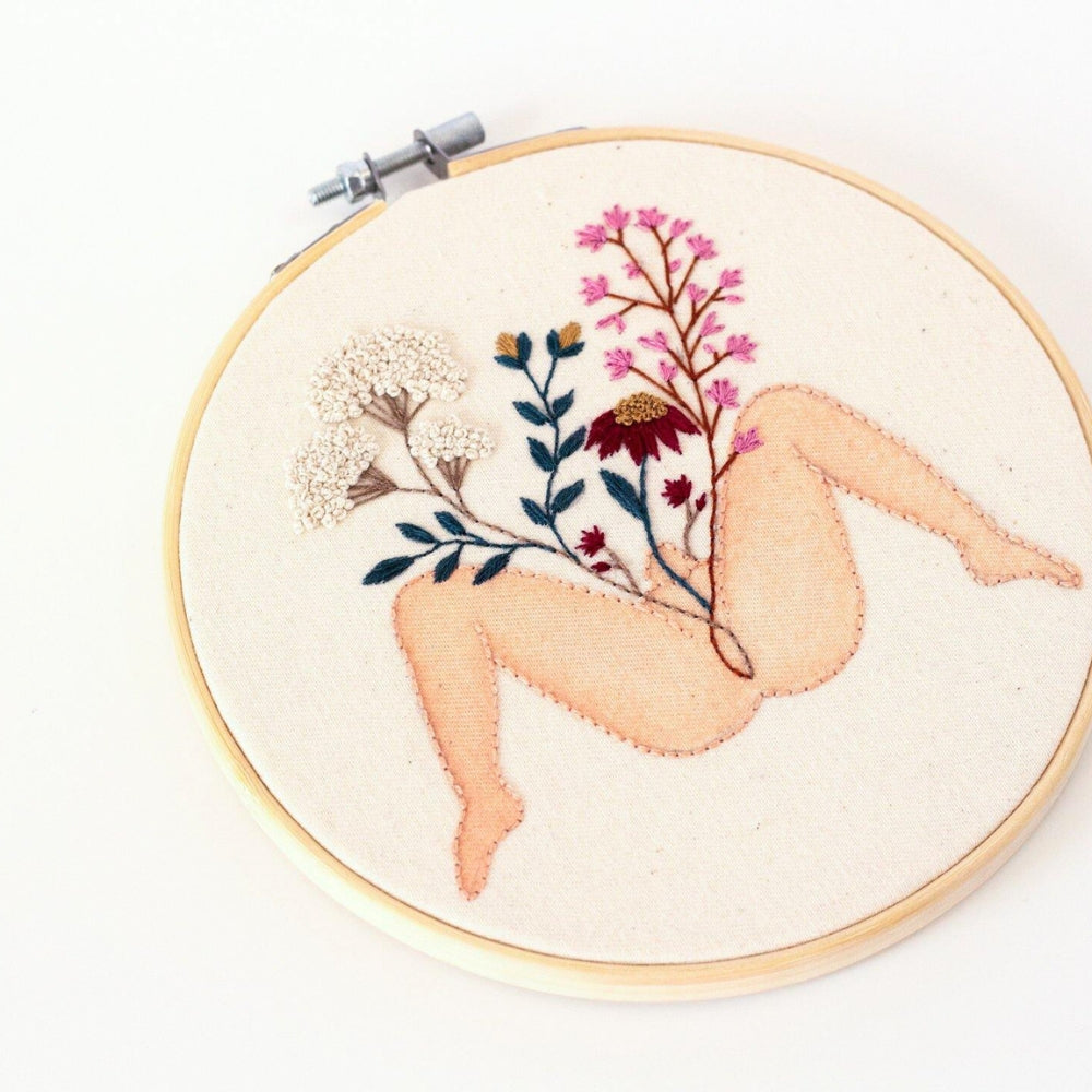 Rooted in Bloom – Feminine Floral Embroidery Art 🌸