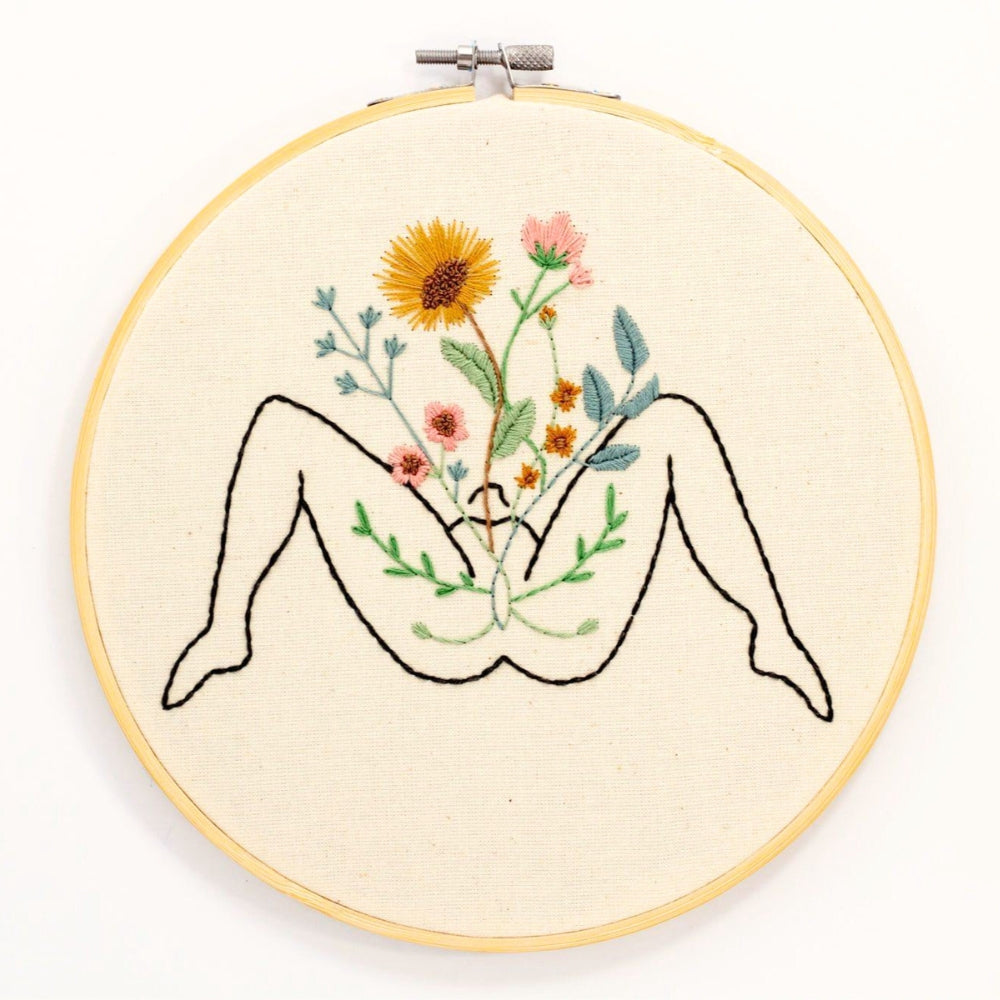 Bloom from Within – Feminine Floral Embroidery Art 🌸