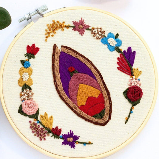 Wild Bloom – Embroidered Vulva Art ✨🌺