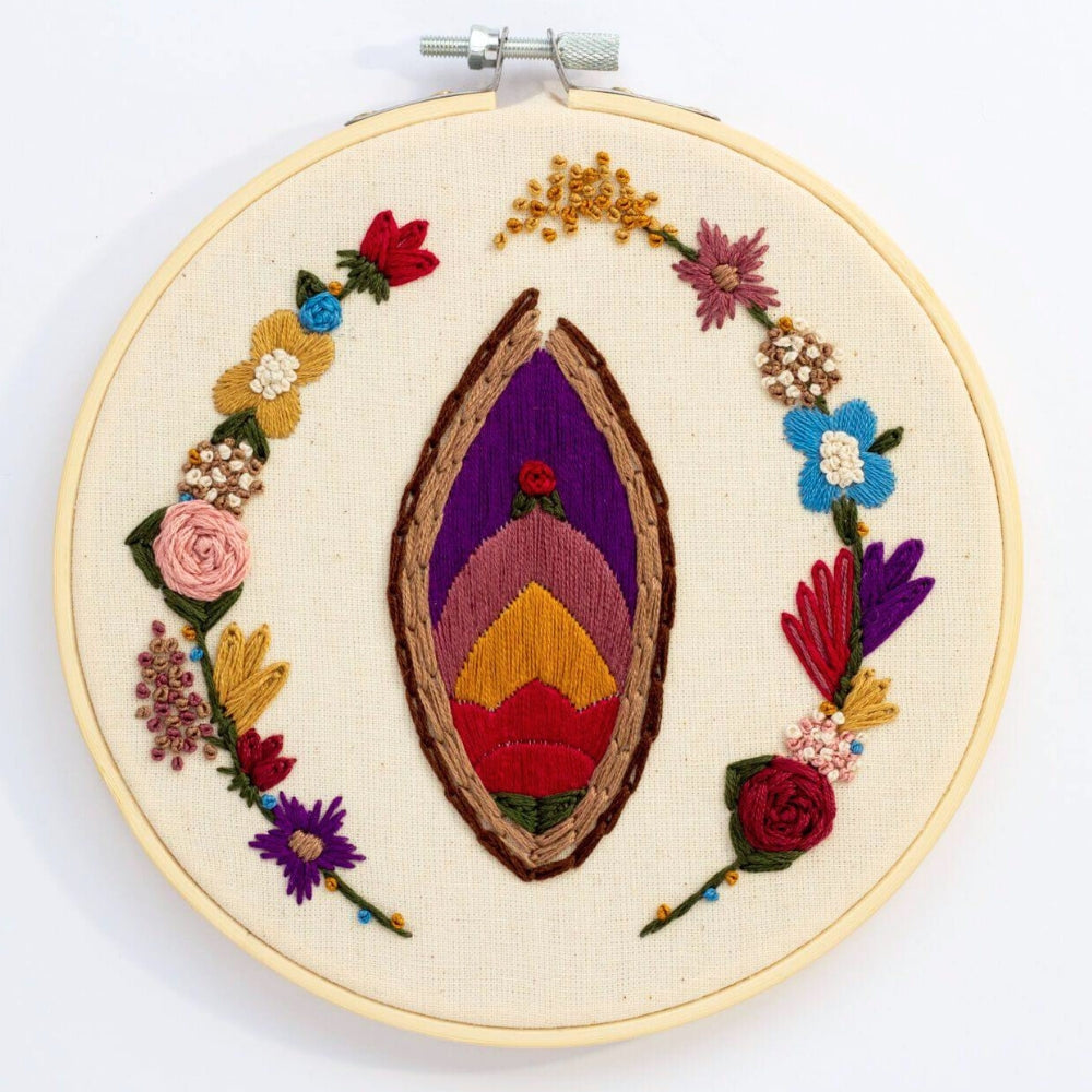 Wild Bloom – Embroidered Vulva Art ✨🌺