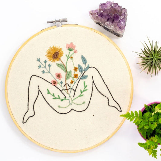 Bloom from Within – Feminine Floral Embroidery Art 🌸