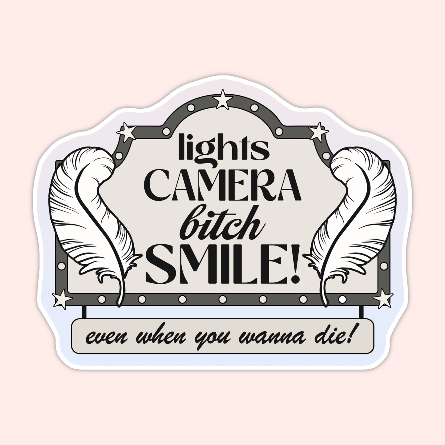 Lights Camera Bitch Smile Sticker