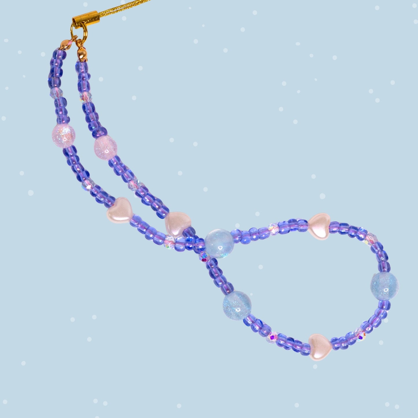 Blue Heart Beaded Phone Wristlet