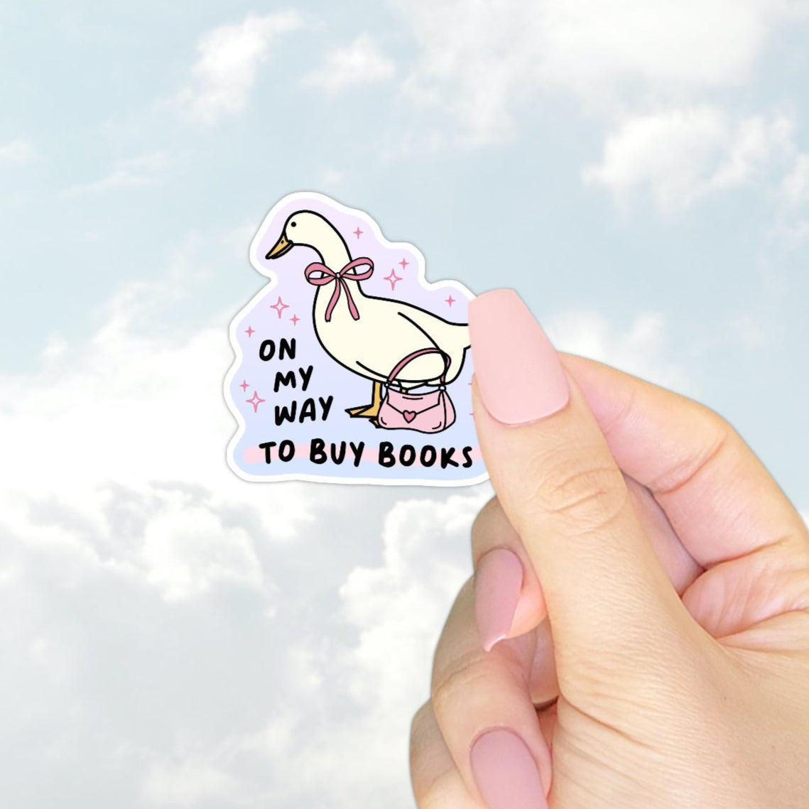 On My Way to Buy Books Goose Sticker