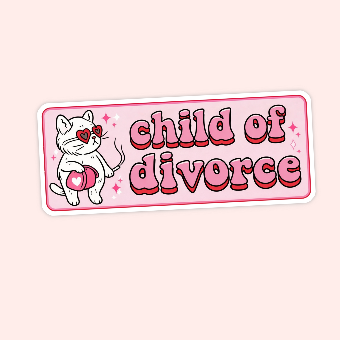 child of divorce sticker funny cat pink aesthetic
