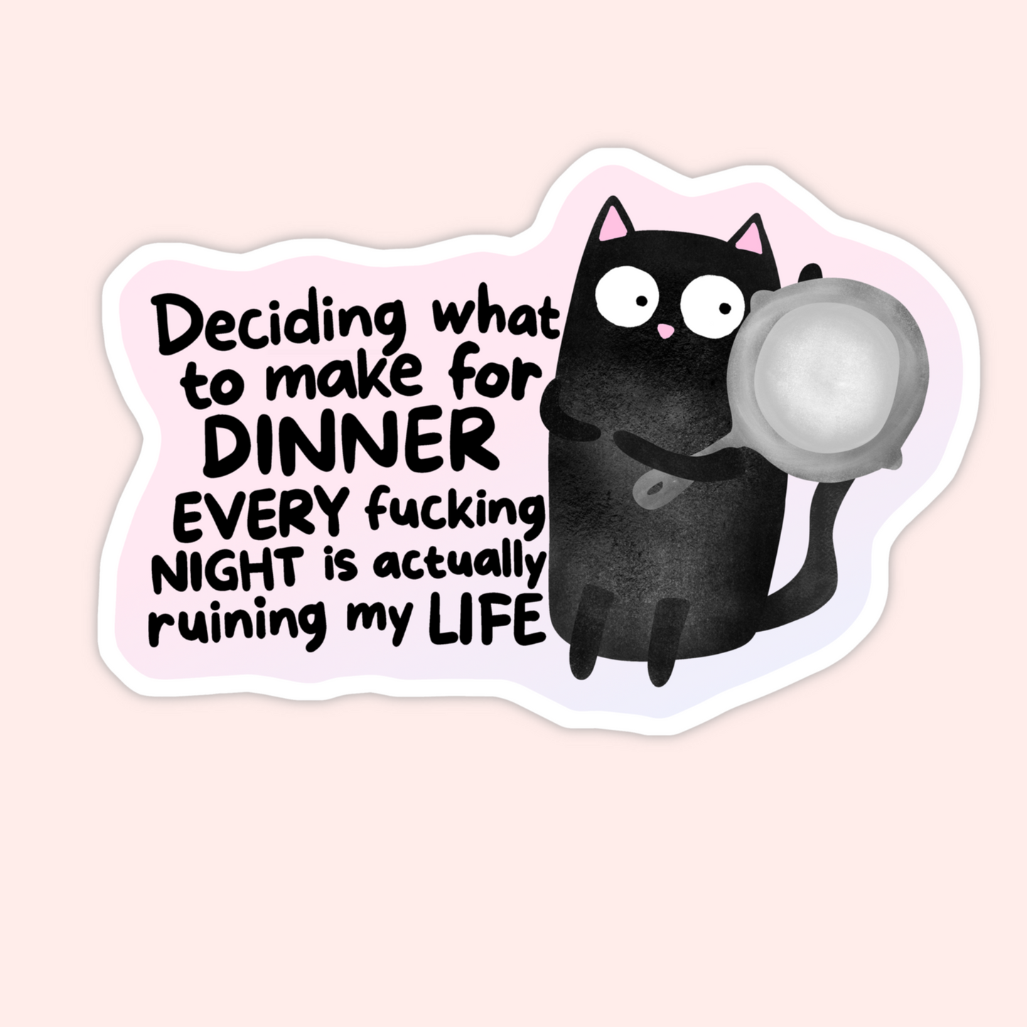 funny cat cooking dinner sticker relatable kitchen humor