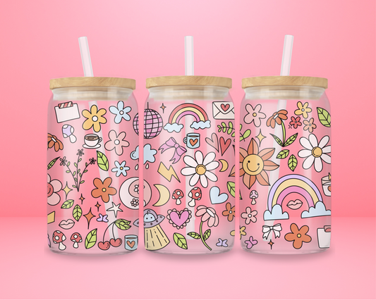 Girly Nostalgia Glass Tumbler 💕🌼