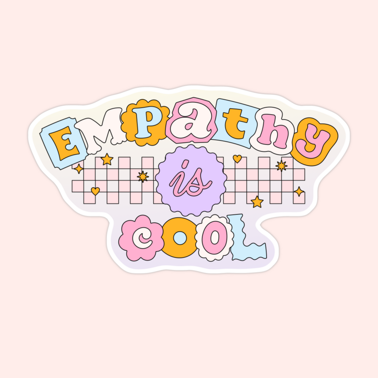 empathy is cool sticker colorful retro pastel lettering
