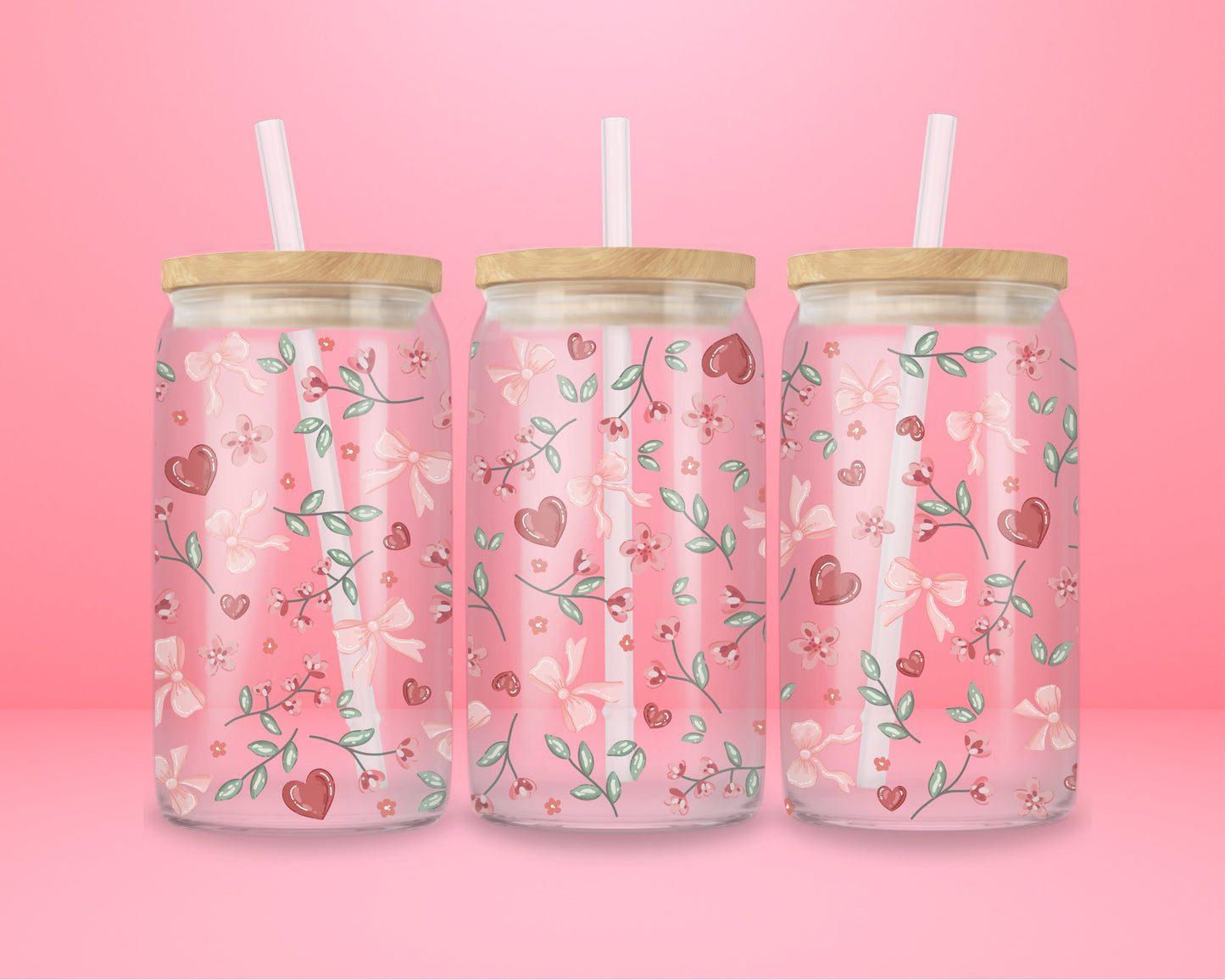 Floral Bow Glass Tumbler 🎀🌸