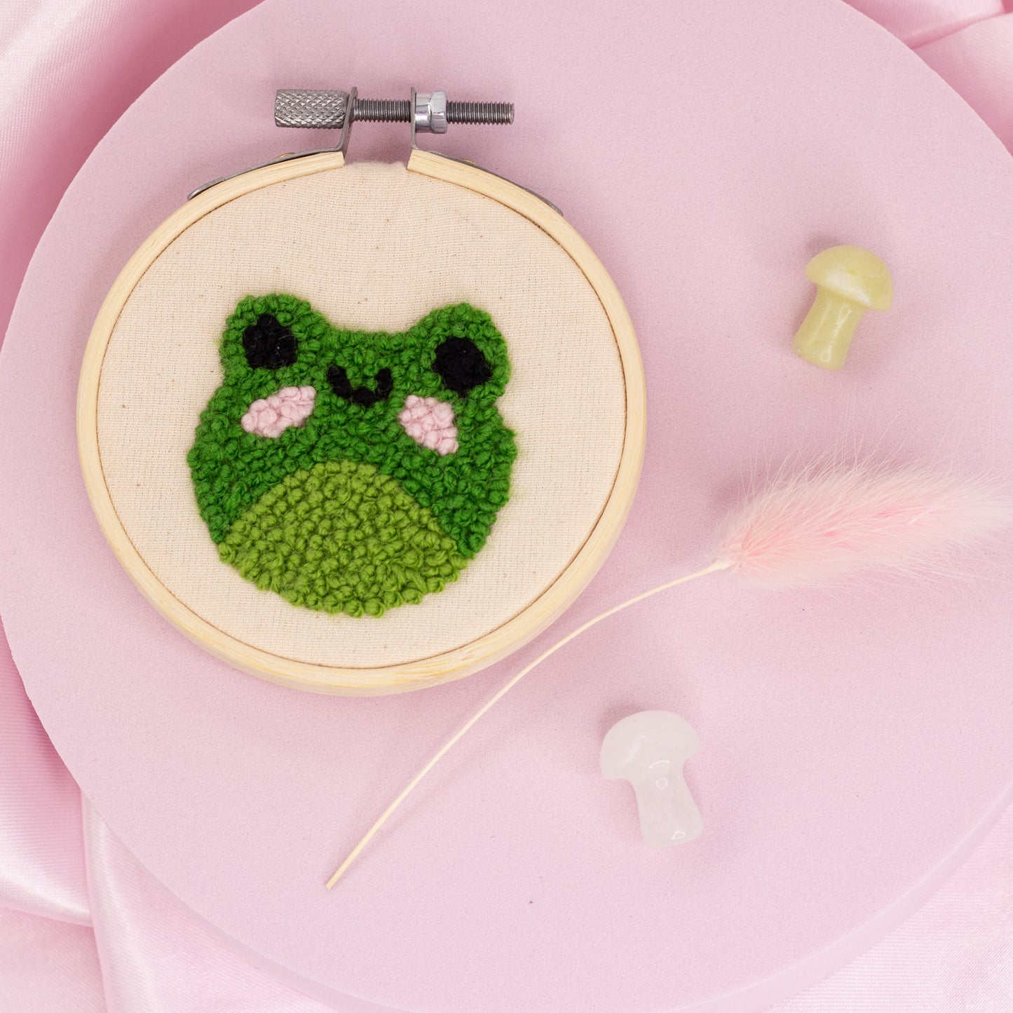 Froggy Friend French Knot Embroidery Hoop 🐸💚