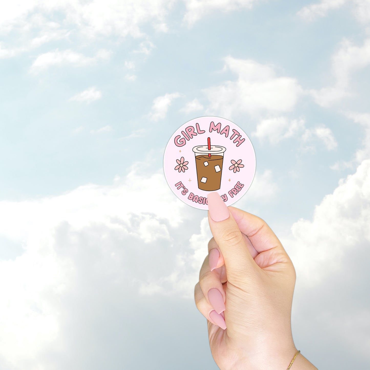 Girl Math & Iced Coffee Vinyl Sticker