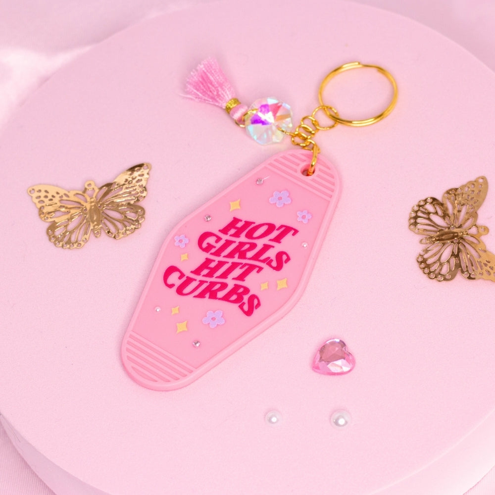 Hot Girls Hit Curbs Keychain 💕🚗