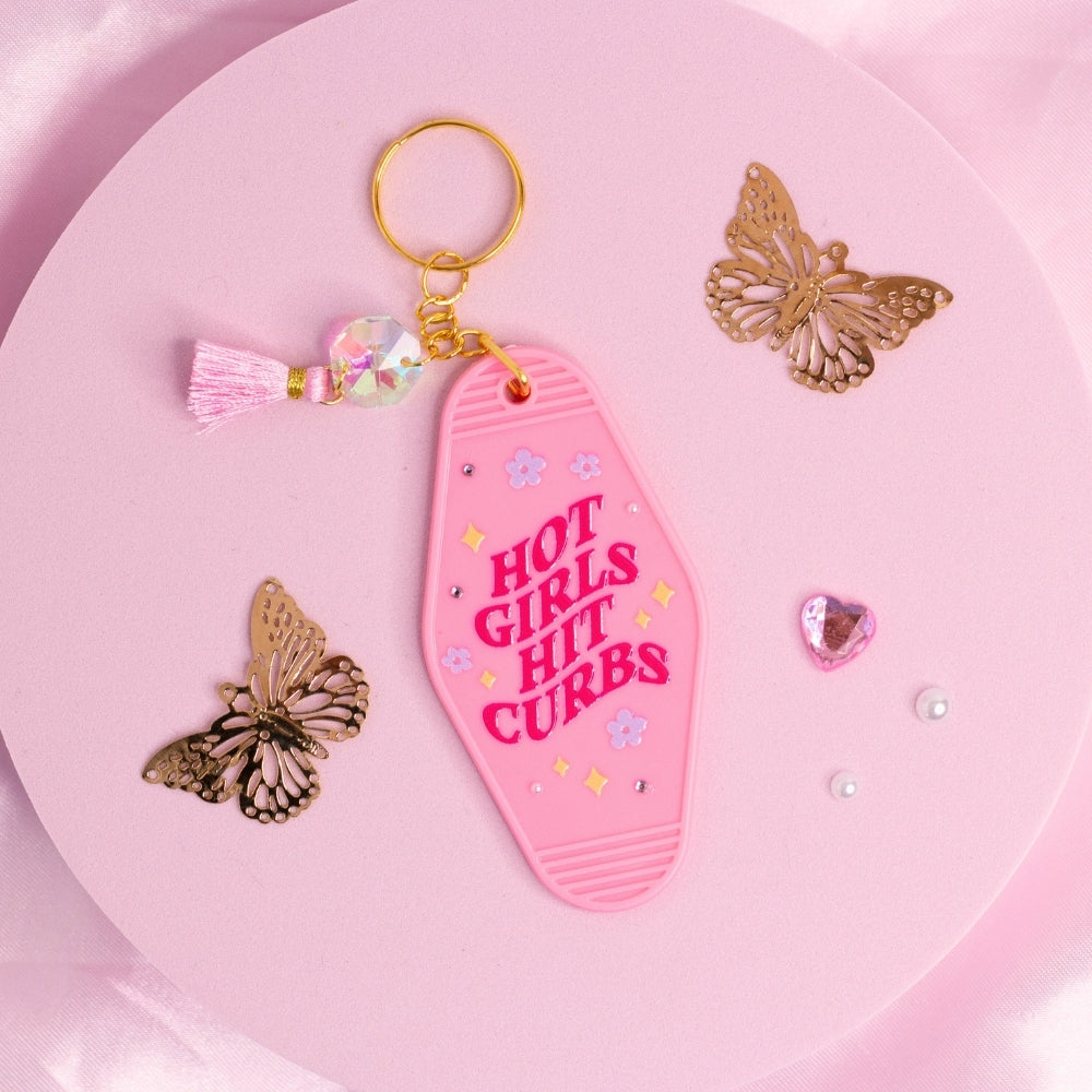 Hot Girls Hit Curbs Keychain 💕🚗