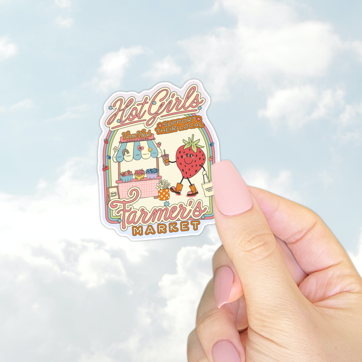 Hot Girls Support Local Farmer's Market Sticker