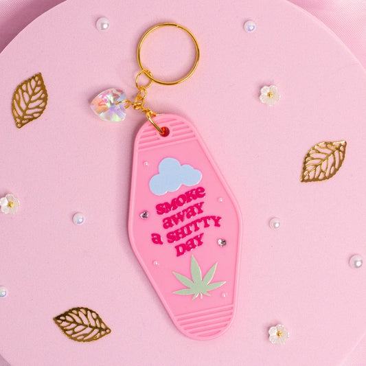 Smoke Away a Sh*tty Day Keychain 🌿☁️
