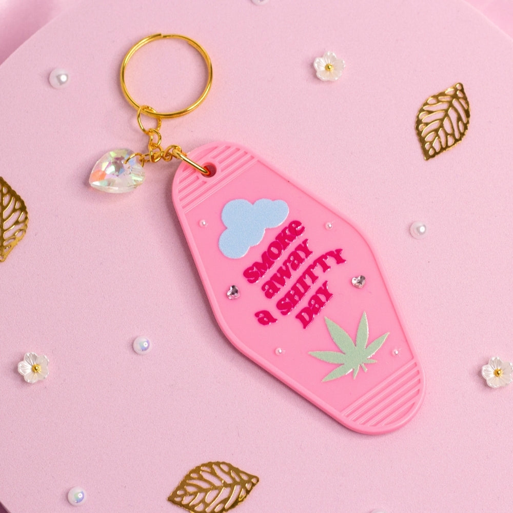 Smoke Away a Sh*tty Day Keychain 🌿☁️