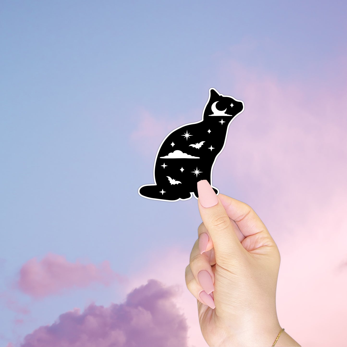 Celestial Black Cat Vinyl Sticker