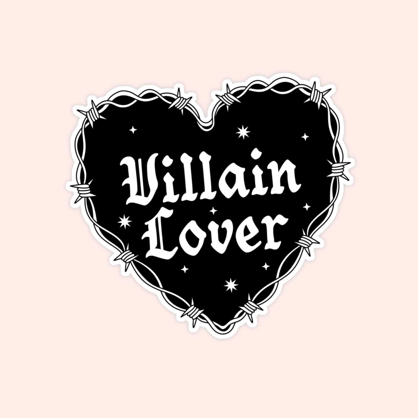 villain lover sticker black heart barbed wire dark romance