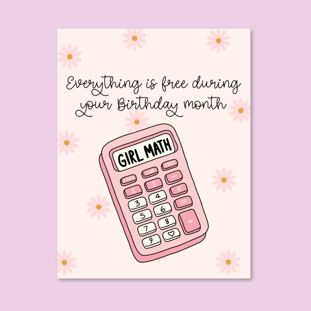 Girl Math Birthday Card