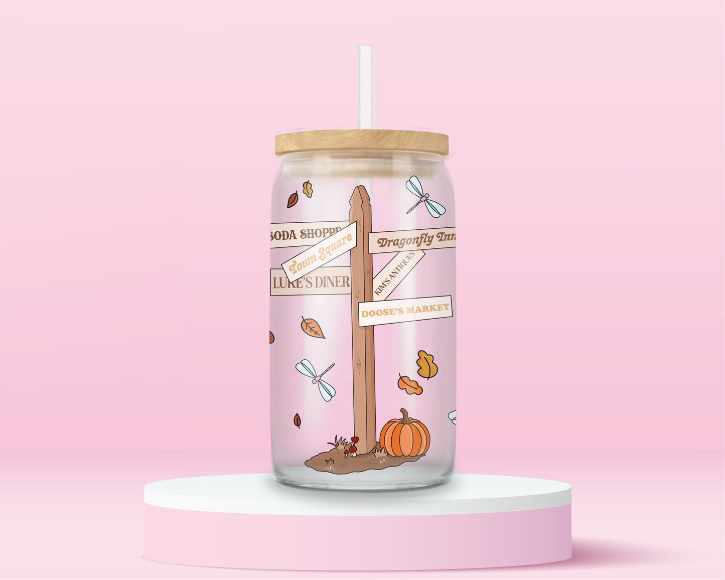 Gilmore Girls Town Sign Glass Tumbler ☕🍂