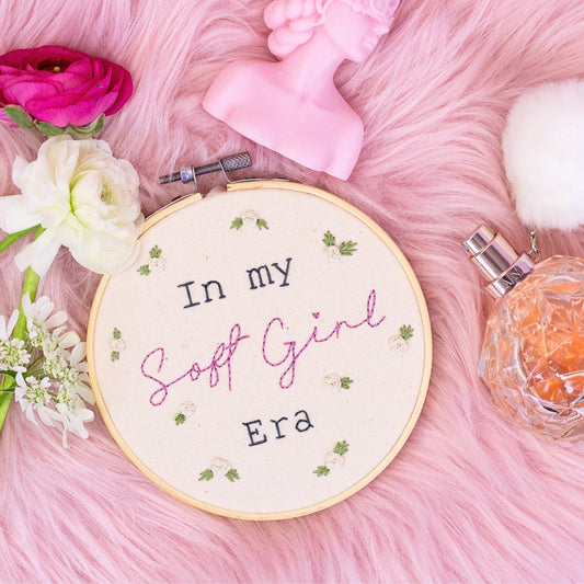 In My Soft Girl Era – Embroidered Hoop Art ✨💖