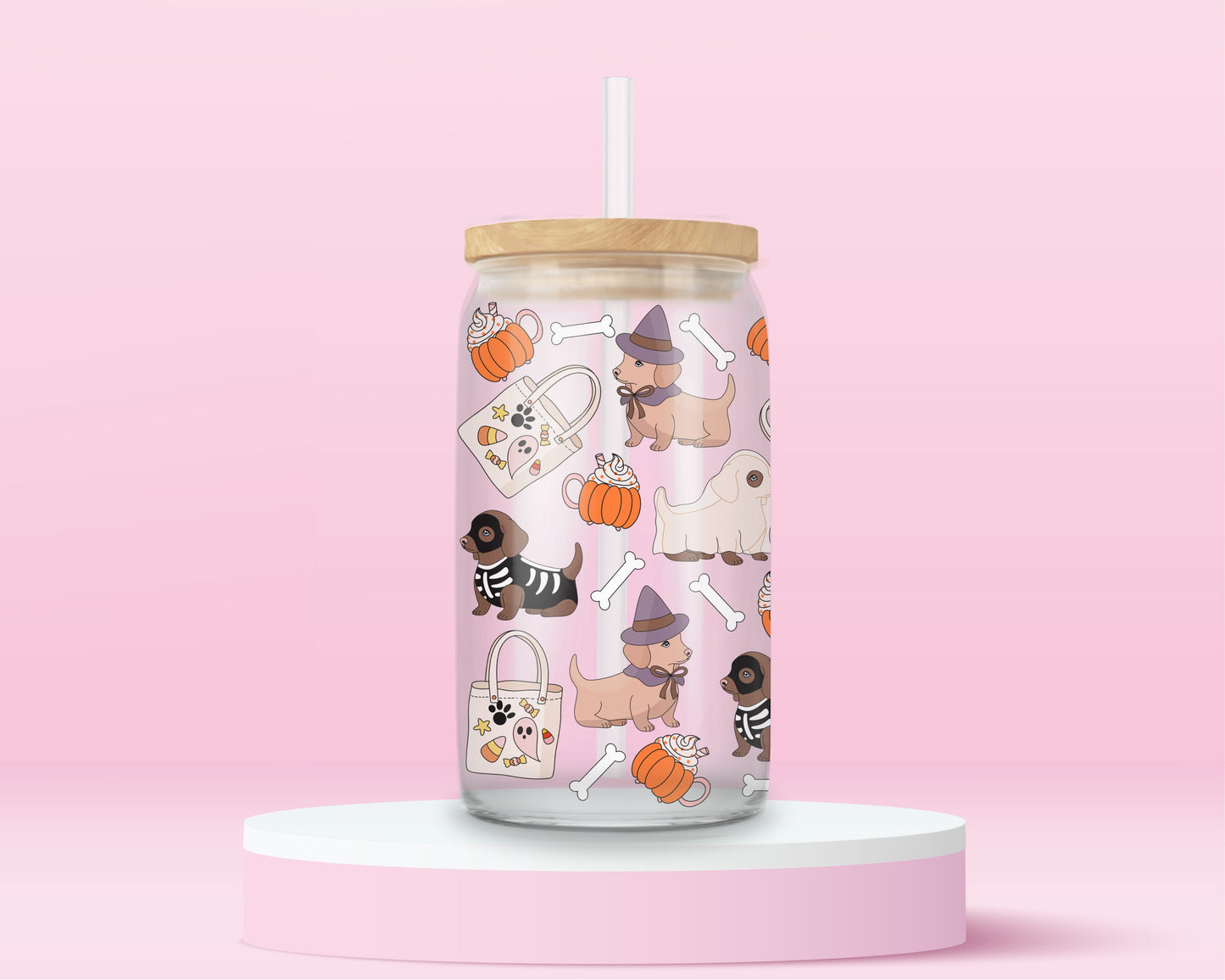 Spooky Puppy Glass Tumbler 🐶🎃