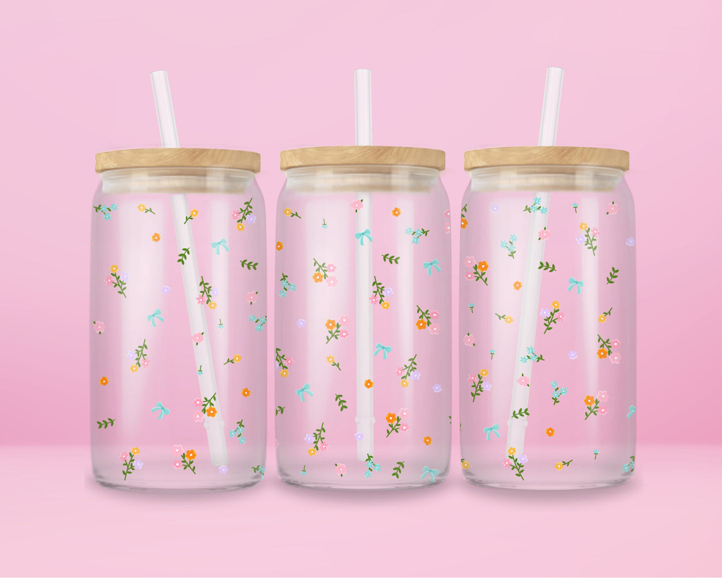 Petals & Pink Skies Glass Can Tumbler 🌸🌿