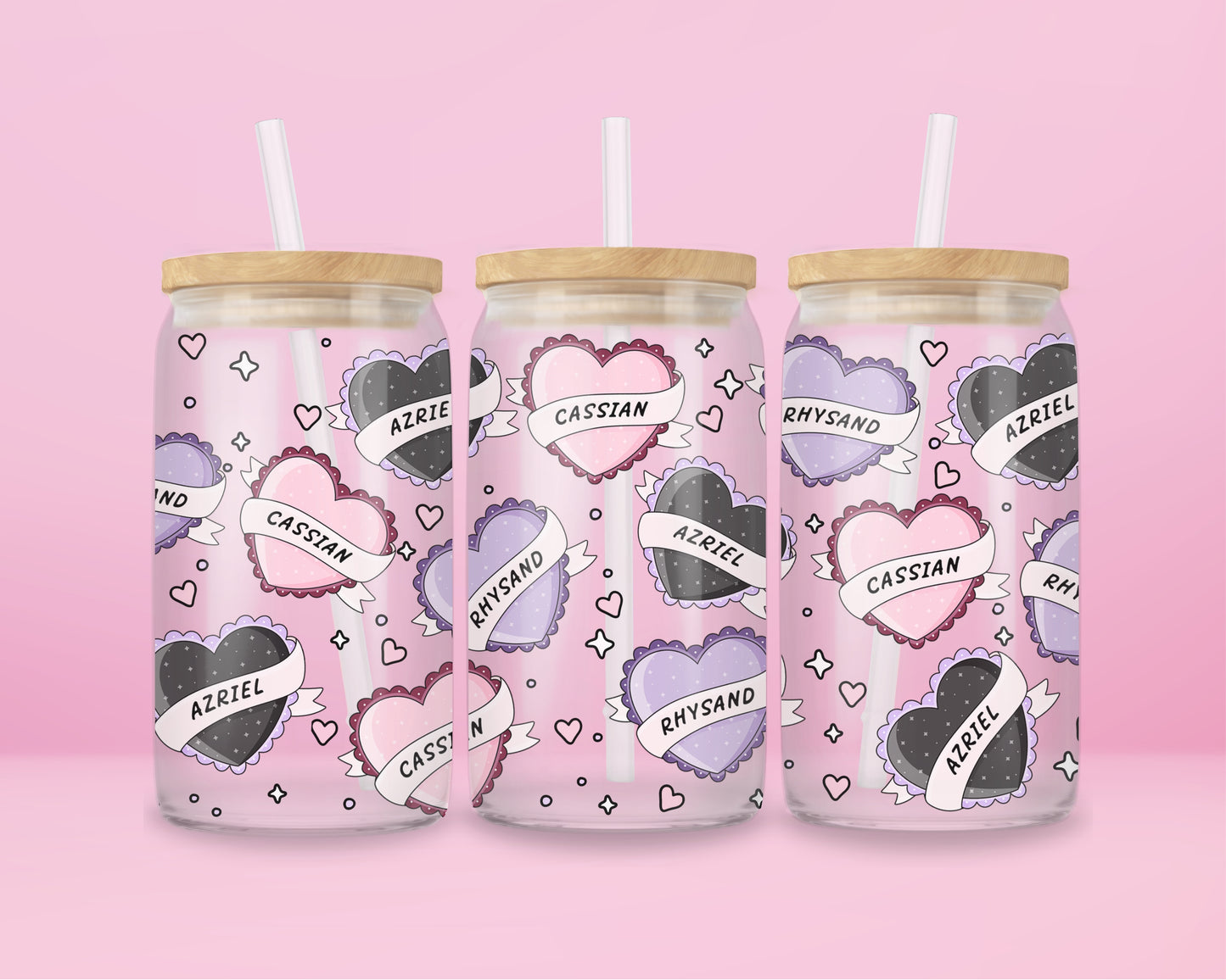 Bat Boys Sweetheart Glass Can Tumbler 🖤💜