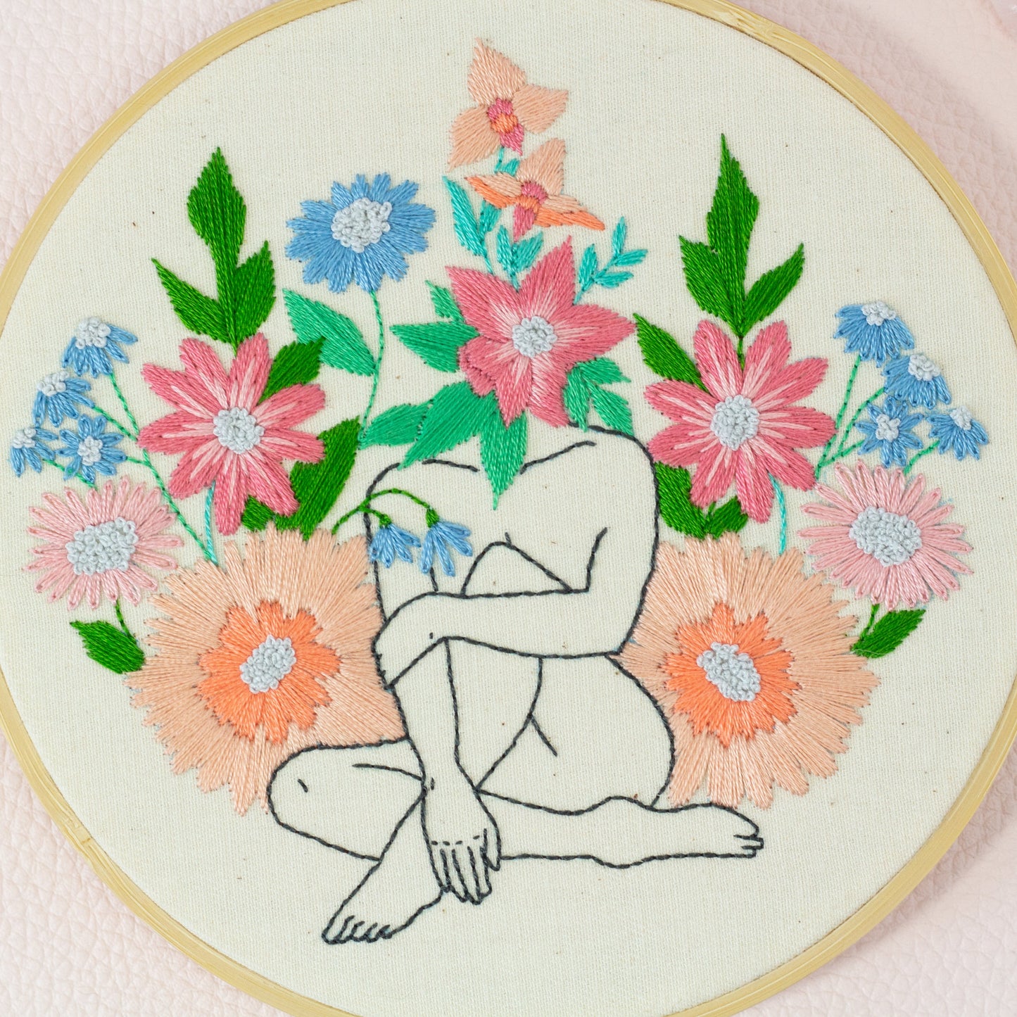 Blooming Mind – Floral Embroidered Hoop Art 🌿