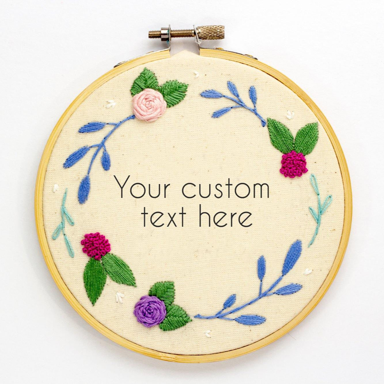 Floral Wreath Custom Embroidery - The Femme Bohemian - The Femme Bohemian