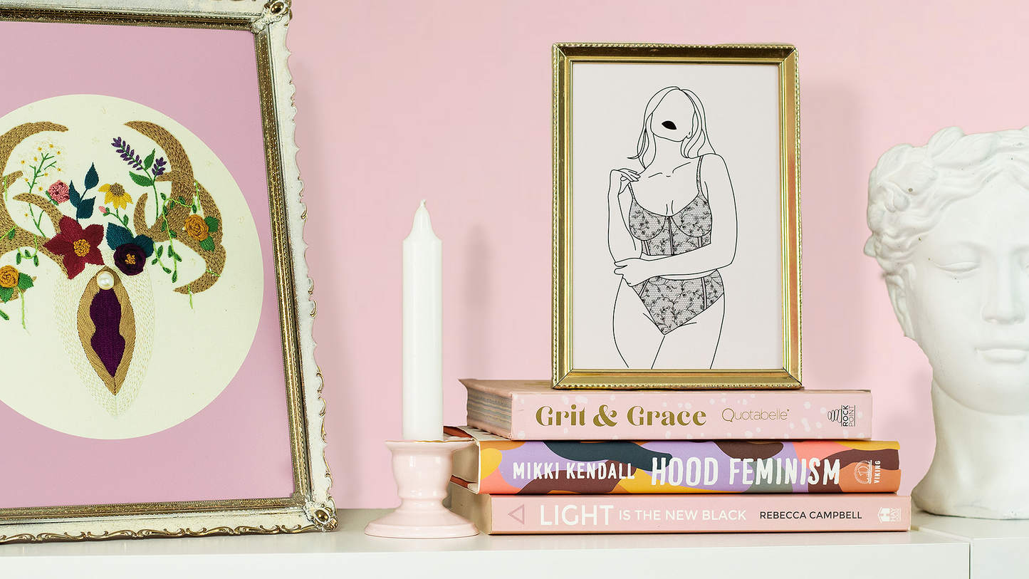 Boho Deer Embroidery Print – Feminist Cottagecore Wall Art 🌿✨