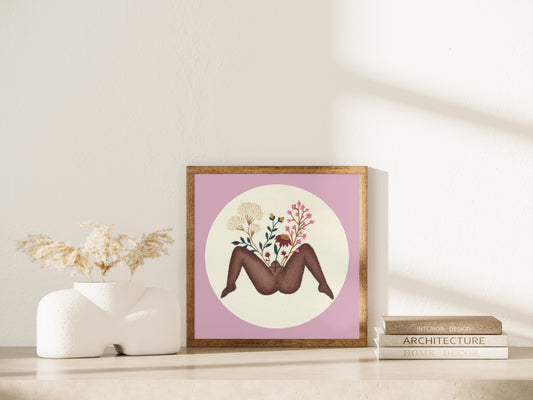 Divine Feminine Embroidery Print – Body Positivity Feminist Wall Art ✨🌸