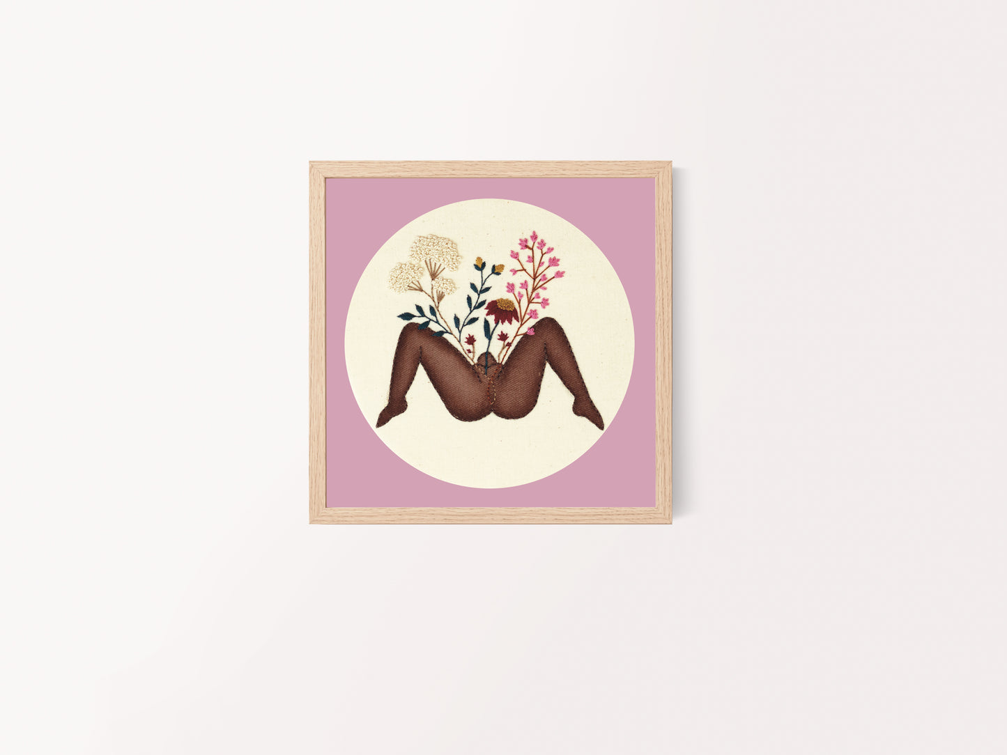 Divine Feminine Embroidery Print – Body Positivity Feminist Wall Art ✨🌸