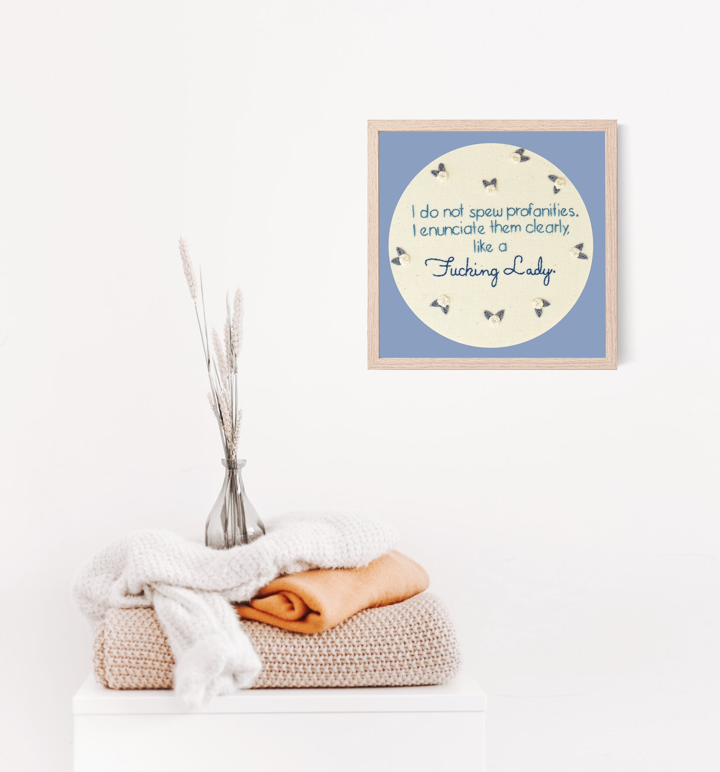 Feminist Quote Embroidery Print – Empowering Affirmation Wall Decor 💪💖