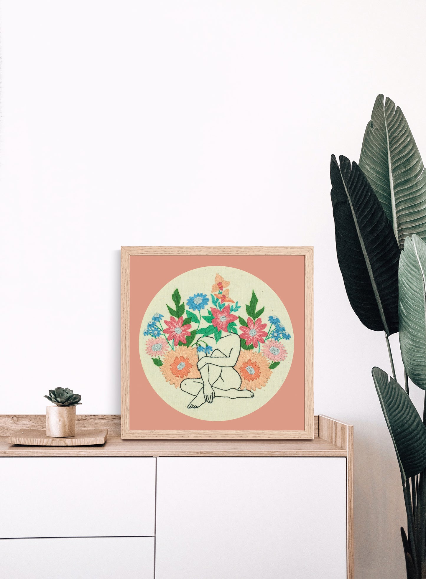 Sacred Feminine Embroidery Print – Self Love & Empowerment Wall Art ✨🌙