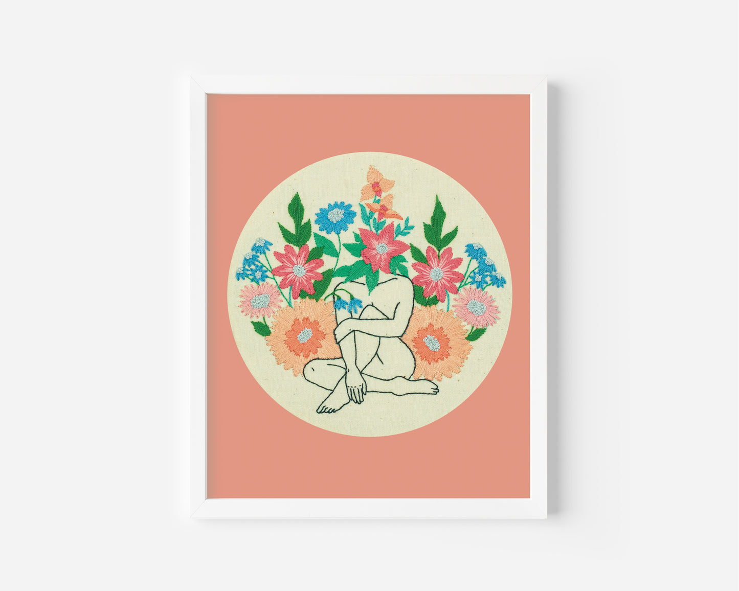 Sacred Feminine Embroidery Print – Self Love & Empowerment Wall Art ✨🌙