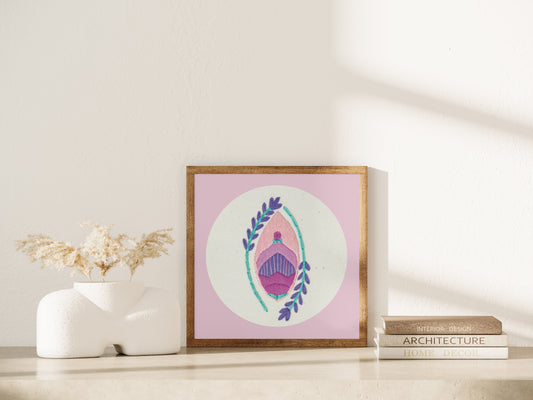 Yoni Embroidery Print – Feminist Flower Vulva Art & Self Love Decor 🌸✨